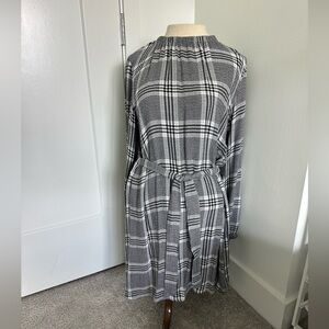 Bella Dahl Gathered Mini Dress  Womens size S Houndstooth Plaid NWT $147